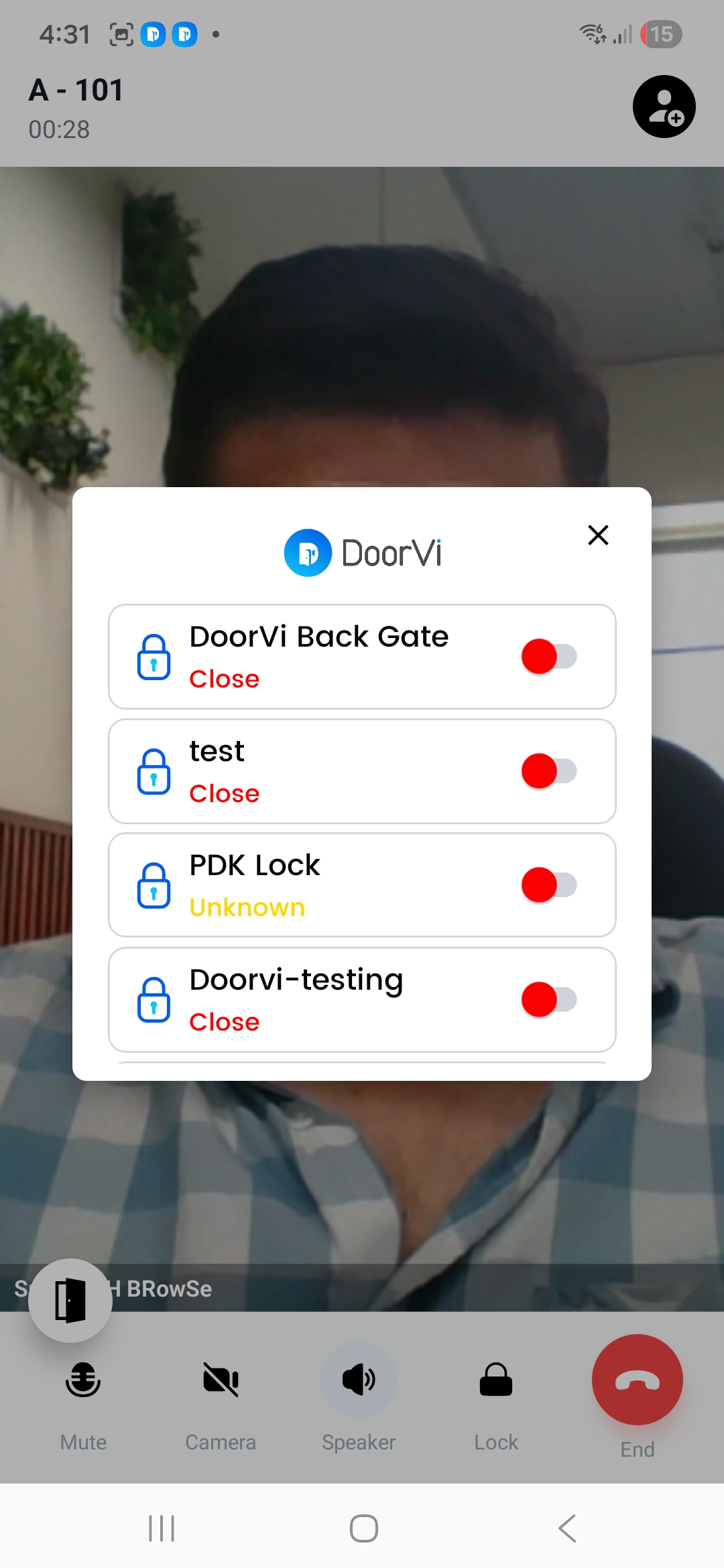 DoorVi Unlock Gate screen